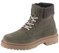 Schnürboots TOMMY JEANS "TJM LACE UP BOOT SUEDE", Herren, Gr. 41, olivgrün, Veloursleder, used, Schuhe Schnürboots, Blockabsatz, Outdoorboots, mit Ösen, im Bergsteigerlook (35219001-41) olivgrün