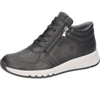 Schnürboots WALDLÄUFER "H-APRIL", Damen, Gr. 6,5, schwarz, Nappaleder, unifarben, Schuhe Schnürboots, Schnürstiefelette, High Top Sneaker, Komfortschuh in H-Weite (98295763-6,5) schwarz