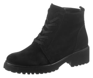Schnürboots WALDLÄUFER "H-LUISE", Damen, Gr. 5,5 (38,5), schwarz, Veloursleder, unifarben, Schuhe Schnürboots, Stiefelette, Blockabsatz, in bequemer Schuhweite G (= weit) (20071402-5,5) schwarz