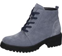 Schnürboots WALDLÄUFER "H-LUISE", Damen, Gr. 6,5, blau (jeansblau), Veloursleder, unifarben, Schuhe Schnürboots, Stiefelette, Blockabsatz, in bequemer Schuhweite G (= weit) (64617803-6,5)