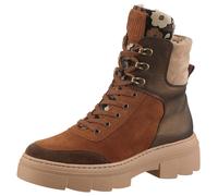 Schnürboots WALDLÄUFER "H-SAIGA", Damen, Gr. 6 (39), cognac kombiniert, Nubukleder, Veloursleder, mehrfarbig, Schuhe Schnürboots, Schnürstiefelette, Plateauboots in Komfortweite H (= sehr weit) (31565