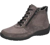Schnürboots WALDLÄUFER "HESNA", Damen, Gr. 9 (43), grau, Lackleder, Textil, Veloursleder, Basic, Schuhe Schnürboots, Komfortschuh, Bequemschuh, Stiefelette mit Reißverschlüsse, H-Weite (77448469-9) gr