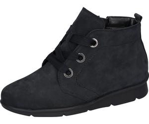 Schnürboots WALDLÄUFER "K-INGA", Damen, Gr. 4,5 (37,5), blau (nachtblau), Nubukleder, unifarben, Schuhe Schnürboots, Stiefelette, Bequemschuh in Komfortweite K = extraweit (27569541-4,5) nachtblau