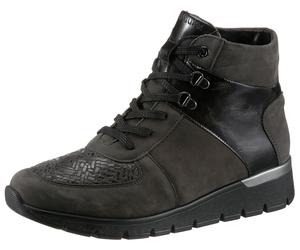 Schnürboots WALDLÄUFER "K-RAMONA-Soft", Damen, Gr. 4,5 (37,5), grau, Lackleder, Nubukleder, Textil, Schuhe Schnürboots, mit Orthotritt-Ausstattung und K-Weite (=extraweit) (10053309-4,5) grau