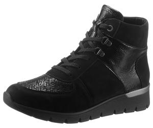 Schnürboots WALDLÄUFER "K-RAMONA-Soft", Damen, Gr. 8 (42), schwarz, Lackleder, Nubukleder, Textil, Schuhe Schnürboots, mit Orthotritt-Ausstattung und K-Weite (=extraweit) (65475410-8) schwarz