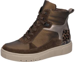 Schnürboots WALDLÄUFER "K-SANSA", Damen, Gr. 8,5 (42,5), braun (braun, bronzefarben, leo), Lackleder, Nubukleder, Veloursleder, unifarben mit Farbeinsätzen, Schuhe Schnürboots, Schnürstiefelette, Komf