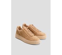 s.Oliver Damen Sneaker flach zum Schnüren Plateau Vegan Braun (Camel), 37