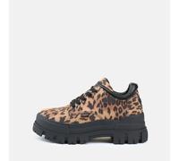 Schnürschuh BUFFALO "ASPHA CLS", Damen, Gr. 38, braun (leo, schwarz), Lederimitat, Textil, Schuhe Schnürschuh, Plateauschuh, Halbschuh in trendiger Leo-Optik, mit Profilsohle (33964418-38) leo, schwar