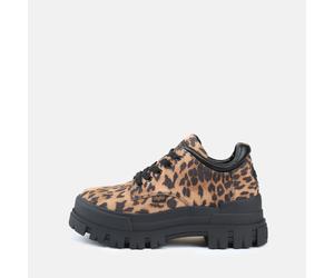 Schnürschuh BUFFALO "ASPHA CLS", Damen, Gr. 38, braun (leo, schwarz), Lederimitat, Textil, Schuhe Schnürschuh, Plateauschuh, Halbschuh in trendiger Leo-Optik, mit Profilsohle (33964418-38) leo, schwar
