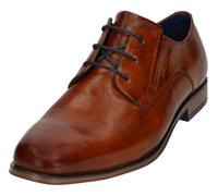 Schnürschuh BUGATTI, Damen, Gr. 40, braun (cognac used), Leder, Schuhe Schnürschuh, Anzugschuh, Business Schuh mit Logoschriftzug mit feinem Blockabsatz (78040102-40) cognac used