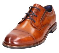 Schnürschuh BUGATTI, Herren, Gr. 41, braun (cognac used), Leder, Schuhe Schnürschuh, Blockabsatz, Abendschuh, Festtagsschuh, Businessschuh, Logoprägung (97429658-41) cognac used