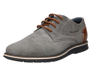 Schnürschuh BUGATTI, Herren, Gr. 41, grau (grau used), Veloursleder, used, Schuhe Schnürschuh, Freizeitschuh, Halbschuh, Sneaker mit Ziernähten (93388417-41) grau used