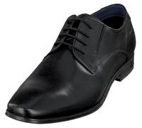 Schnürschuh BUGATTI, Herren, Gr. 41, schwarz, Leder, unifarben, festlich, Schuhe Schnürschuh, Blockabsatz, Abendschuh, Festtagsschuh mit Logoprägung an der Ferse (50241503-41) schwarz
