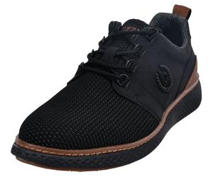 Schnürschuh BUGATTI, Herren, Gr. 42, schwarz, Lederimitat, Textil, Schuhe Schnürschuh, Freizeitschuh, Halbschuh, Schnürer mit Kontrastbesatz an der Ferse (55303849-42) schwarz