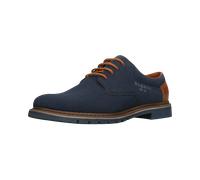 Schnürschuh BUGATTI, Herren, Gr. 44, blau (dunkelblau), Lederimitat, Textil, festlich, Schuhe Schnürschuh, Blockabsatz, Businessschuh, Abendschuh mit Logoprägung (31806359-44) dunkelblau