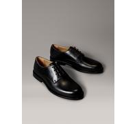 Schnürschuh CALVIN KLEIN "ESS RUBBER DERBY LTH", Herren, Gr. 42, schwarz, Leder, unifarben, Schuhe Schnürschuh, Anzugschuh, Business-Schnürer, Klassik-Schnürschuh mit CK-Markenlogo (50416640-42) schwa