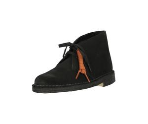 Schnürschuh CLARKS "Desert Boot. Black Sde", Damen, Gr. 38, schwarz, Leder, Schuhe Schnürschuh, mit griffiger Laufsohle (78977405-38) schwarz