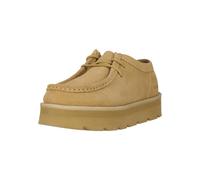 Schnürschuh CLARKS "Meare Walla", Damen, Gr. 39,5, beige (hellbraun), Leder, Schuhe Schnürschuh, mit markanter Sohle (20329900-39,5) hellbraun
