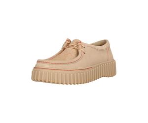 Schnürschuh CLARKS "Torhill Bee", Damen, Gr. 41,5, beige, Leder, Schuhe Schnürschuh, mit markanter Ripp-Sohle (16438805-41,5) beige