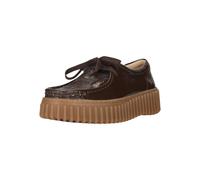 Schnürschuh CLARKS "Torhill Bee", Damen, Gr. 41,5, braun (dunkelbraun, schwarz), Leder, Schuhe Schnürschuh, mit stromlinienförmigem Schnürdesign (94302510-41,5) dunkelbraun, schwarz