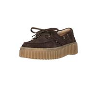 Schnürschuh CLARKS "Torhill Boat", Damen, Gr. 37, braun (dunkelbraun, schwarz), Leder, Schuhe Schnürschuh, mit gerippter Laufsohle (89556200-37) dunkelbraun, schwarz