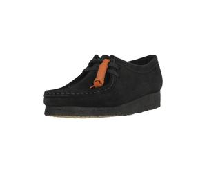 Schnürschuh CLARKS "Wallabee. Black Sde", Damen, Gr. 36, schwarz, Leder, Schuhe Schnürschuh, mit unnachahmlicher Kreppsohle (29266162-36) schwarz