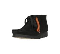 Schnürschuh CLARKS "Wallabee Boot. Black Sde", Damen, Gr. 40, schwarz, Leder, Schuhe Schnürschuh, mit ikonischer Sohle (16079361-40) schwarz