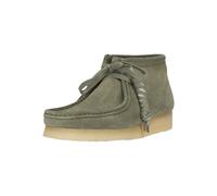 Schnürschuh CLARKS "Wallabee Boot. Khaki/Green Sde", Damen, Gr. 41,5, grün, Leder, Schuhe Schnürschuh, mit ikonischer Sohle (73566217-41,5) grün