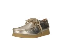 Schnürschuh CLARKS "Wallabee EVO", Damen, Gr. 40, goldfarben, Leder, Schuhe Schnürschuh, mit Krepp-Effekt an der Sohle (33662221-40) goldfarben