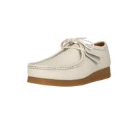 Schnürschuh CLARKS "Wallabee EVO", Damen, Gr. 42,5, weiß, Leder, Schuhe Schnürschuh, mit Kieselkrepp-Effekt (56344940-42,5) weiß