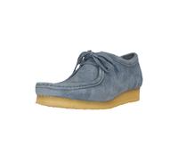 Schnürschuh CLARKS "Wallabee French Blue Sde", Herren, Gr. 41, blau, Leder, Schuhe Schnürschuh, mit ikonischer Sohle (97145964-41) blau