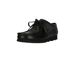 Schnürschuh CLARKS "Wallabee", Herren, Gr. 41,5, schwarz, Schuhe Schnürschuh, mit Vibram-Sohle (92670444-41,5) schwarz