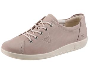 Schnürschuh ECCO "Ecco Soft 2.0", Damen, Gr. 42, grau (hellgrau), Nubukleder, Schuhe Schnürschuh, Freizeitschuh, Halbschuh, Schnürschuh mit dezenter Logo Prägung (45838159-42) hellgrau