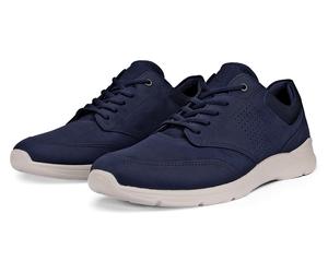Schnürschuh ECCO "Irving", Herren, Gr. 39, blau (dunkelblau), Nubukleder, Schuhe Schnürschuh, Freizeitschuh, Halbschuh, Schnürschuh mit gepolstertem Schaftrand (24112066-39) dunkelblau
