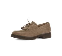 Schnürschuh GABOR, Damen, Gr. 38, beige, Veloursleder, Schuhe Schnürschuh, Blockabsatz, Halbschuh mit modischen Fransen, Weite G (=weit) (13439613-38) beige