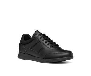 Schnürschuh GEOX "U AVERY", Herren, Gr. 42, schwarz, Lederimitat, Textil, Schuhe Schnürschuh, Schnürschuh, Freizeitschuh mit praktischem Außenreißverschluss (34798021-42) schwarz