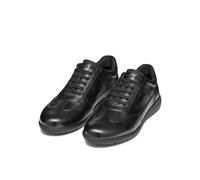 Schnürschuh GEOX "U LEITAN", Herren, Gr. 40, schwarz, Glattleder, Schuhe Schnürschuh, Sneaker, Freizeitschuh mit Geox Spezial Membrane (49616903-40) schwarz