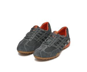 Schnürschuh GEOX "U SNAKE ORIGINAL", Herren, Gr. 44, grau, Leder, Textil, Schuhe Schnürschuh, Schnürschuh, Freizeitschuh, Trekking Sneaker mit Lederinnensohle (59623422-44) grau