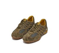 Schnürschuh GEOX "U SNAKE ORIGINAL", Herren, Gr. 47, grün (khaki, grau), Leder, Textil, Schuhe Schnürschuh, Schnürschuh, Freizeitschuh, Trekking Sneaker mit Lederinnensohle (67518354-47) khaki, grau