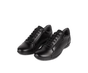 Schnürschuh GEOX "UOMO SYMBOL", Herren, Gr. 44, schwarz, Leder, Textil, Schuhe Schnürschuh, Business Schuh, Sneaker mit zusätzlichem Außenreißverschluss (65080554-44) schwarz