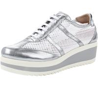 Schnürschuh HEINE, Damen, Gr. 39, silber (weiß, silberfarben), Leder, Synthetik, Textil, Schuhe Schnürschuh (74720326-39) weiß, silberfarben