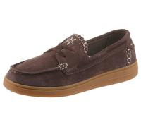 Loafer MARC O'POLO "Charlie", Damen, Gr. 42, braun (dunkelbraun), Veloursleder, unifarben, Basic, Schuhe Loafer, Slip-on Sneaker, Slipper, Schlupfschuh mit MemoryFoam-Innensohle (99200511-42) dunkelbr