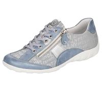 Schnürschuh REMONTE, Damen, Gr. 41, silber (hellblau, silberfarben), Leder, Lederimitat, Schuhe Schnürschuh, mit feinem Metallic-Schimmer, Freizeitschuh, Halbschuh, Schnürschuh, Topseller (28025013-41