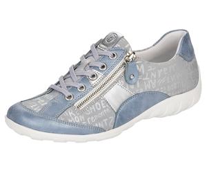 Schnürschuh REMONTE, Damen, Gr. 42, silber (hellblau, silberfarben), Leder, Lederimitat, Schuhe Schnürschuh, mit feinem Metallic-Schimmer, Freizeitschuh, Halbschuh, Schnürschuh (28025013-42) hellblau,