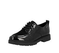 Schnürschuh RIEKER, Damen, Gr. 42, schwarz, Lacklederimitat, Textil, glänzend, Schuhe Schnürschuh, Loafer, Halbschuh, Business-Schuh mit weicher Innensohle (67976836-42) schwarz