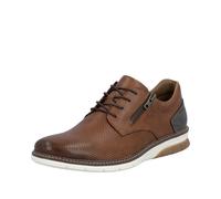 Schnürschuh RIEKER, Damen, Gr. 44, cognac, grau, Glattleder, unifarben mit Farbeinsatz, Schuhe Schnürschuh, Halbschuh, Freizeitsneaker, Casual-Schnürer mit Perforation (50630113-44) cognac, grau