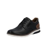 Schnürschuh RIEKER, Damen, Gr. 45, schwarz, cognac, Glattleder, unifarben mit Farbeinsatz, Schuhe Schnürschuh, Halbschuh, Freizeitsneaker, Casual-Schnürer mit Perforation (68128624-45) schwarz, cognac