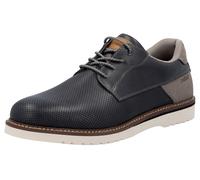 Schnürschuh RIEKER, Herren, Gr. 41, blau (blau, grau), Leder, Lederimitat, Schuhe Schnürschuh, Halbschuh, Casual-Schnürer mit leichtem Einstieg dank Gummizug (49572063-41) blau, grau