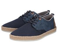 Schnürschuh RIEKER, Herren, Gr. 41, blau, braun, Lederimitat, Textil, Schuhe Schnürschuh, Halbschuh, Sneaker, Schnürer mit Bastumrahmung an der Laufsohle (15666028-41)