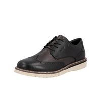 Schnürschuh RIEKER, Herren, Gr. 42, schwarz (schwarz, grau), Glattleder, Lyralochung, Schuhe Schnürschuh, Schnürschuh, Business-Schnürer, Lyralochung, in bequemer Form (73613515-42) schwarz, grau